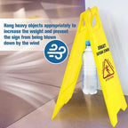 12 Pack 24 Inch Blank Floor Sign Yellow A-frame Foldable Caution Sign Write-On Double Sided Safety Warning for Pool Restaurant Restroom Office