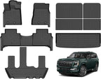 Hutisya-Floor Mats & Cargo Liner with Backrest Set Fit for Nissan Armada 7 Seats 2025 All Weather Protection Anti-Slip & Durable TPE Full Set Liners Automotive Accessories-Black