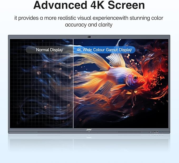 JAV Smart Board 4K UHD Interactive Whiteboard with EDLA Certification Built-in Android OS for Classroom Office Home Digital Display 8+128 GB for Hybrid Work (75 Inch)