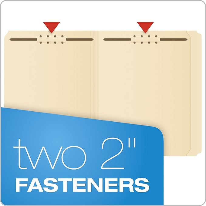 Pendaflex Manila Fastener Folders, Letter Size, 2 Fasteners, Straight Cut, 50/BX (FM212) (Pack of 5)