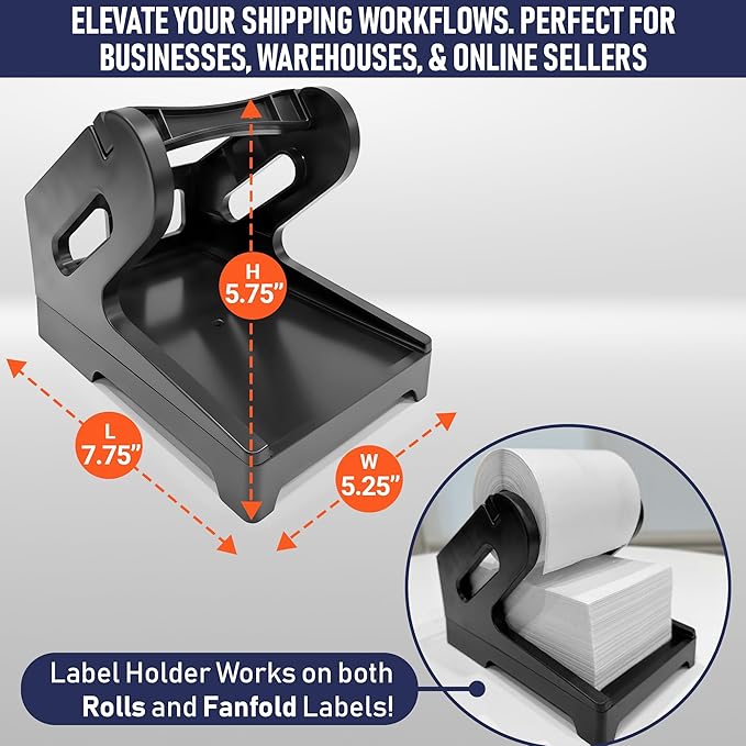 Dasher Products 4x6 Thermal Shipping Labels with Roll Holder, 440 Labels/2 Rolls (220 per Roll), Compatible with Rollo, Zebra, Munbyn, iDPRT, Jadens, Nelko, Dymo 4XL & Most Label Printers, Perforated