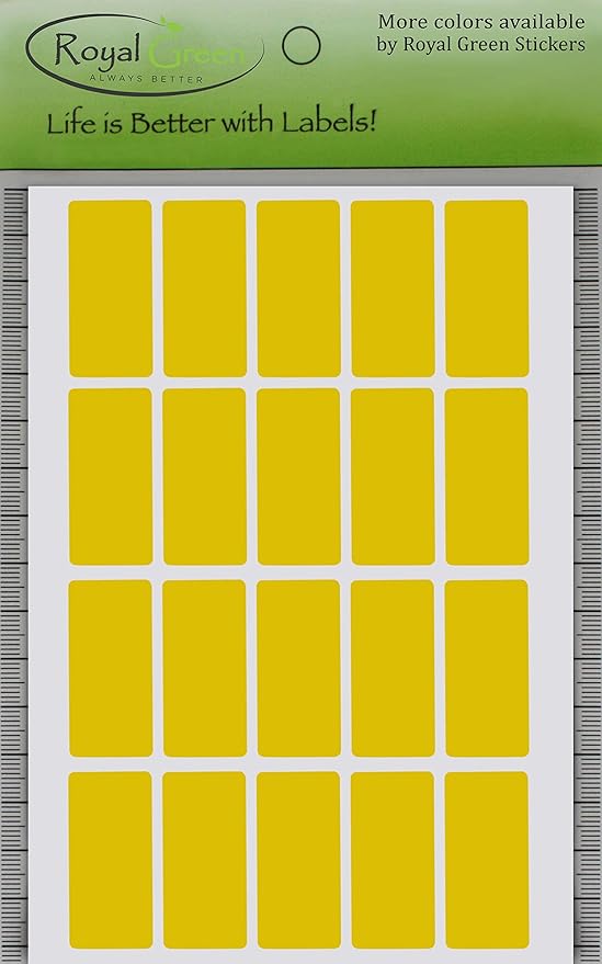 Royal Green Rectangle Shape Sticker 1.57inch x 0.75 inch Yellow Colored File Stickers (40mm x 19) - 300 Pack