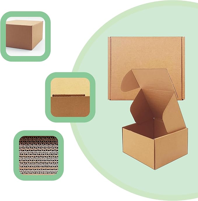6x5x3 inch Shipping Boxes，Bulk 28 Pack，Brown Corrugated Mailers Cardboard Literature Mailer Box for Packaging Business, Mailing,Moving and Storage，Small Gift Boxes for Wrapping Mailing Present