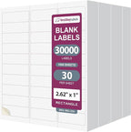 NextDayLabels - 2.5/8" x 1" Rectangular Sticker Labels for Printer - White Laser/Inkjet Printer Labels Return Address Labels Shipping Label Stickers (1000 Sheets, 30 Per Sheet, 30000 Labels)