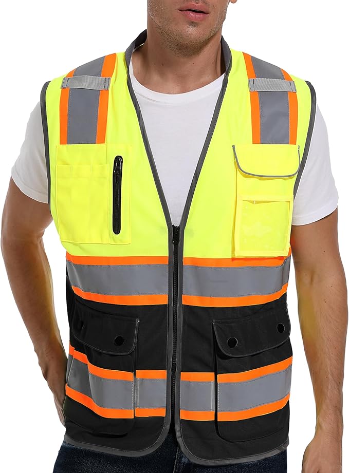 Reflective Safety Vest for Men and Women - High Visibility Construction Vest - Dual Tone Reflective Strips