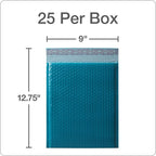 Quality Park Bubble Mailers, 8.25 x 11 Shipping Envelopes, Water Resistant Blue Poly Padded Envelopes, Redi-Strip Peel Off Closure, 25/Box (QUA85867), Letter