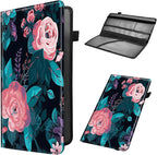 Car Registration and Insurance Holder, Leather Car Glove Box Organizer, Cool Car Accessories for ID, Driver's License Cards & Essential Document,business cards,Men&Women,Pink Flowers