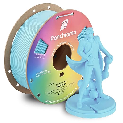 Panchroma PLA Aqua Blue 3D Printer Filament, 1.75mm, 1kg Spool, Easy to Print, High Speed Printing, Tangle Free, AMS Compatible, Perfect for Toys, Decor, Miniatures, Models & Cosplay