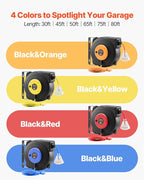 VEVOR Retractable Extension Cord Reel, 50 FT Heavy Duty 14AWG/3C SJTOW Power Cord with Lighted Triple Tap Outlet, 13 Amp Circuit Breaker, 180° Swivel Bracket for Ceiling or Wall Mount