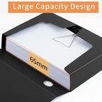 HUA JIE 2 Pack A4 Storage File Boxes Archives Case,65mm Spine,Box File Document Storage Box with Metal Clip for Office School -Black
