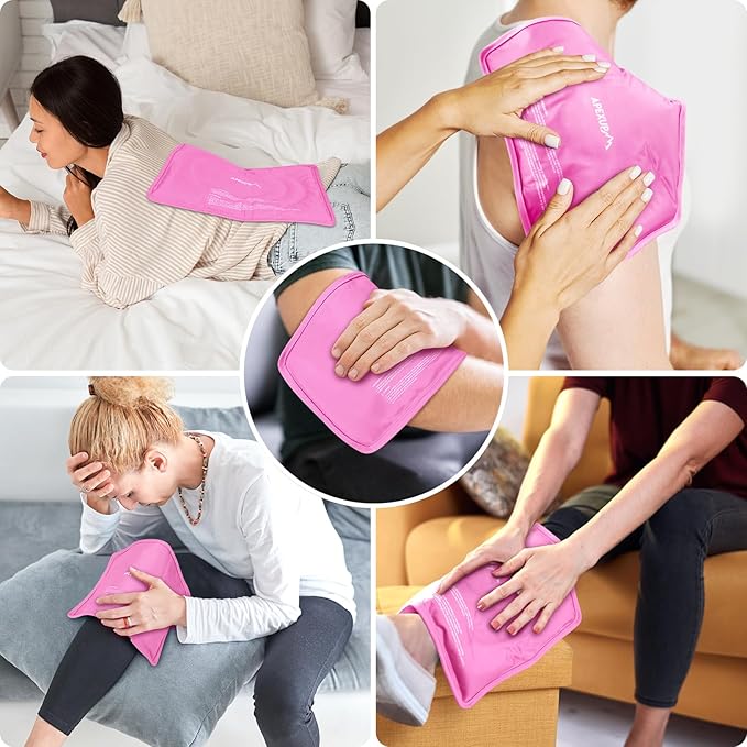 APEXUP Gel Ice Packs for Injuries Reusable, Flexible Double Sided Cold Packs for Injuries, Ice Pack for Knee, Shoulder, Back, Hip, Leg, Arm (Pink, L, 2PK)