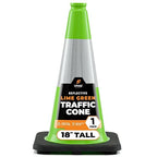 Xpose Safety 18” Lime Green Traffic Cone - 6" Reflective Collar – 1 Pack Premium PVC Safety Cone for Parking, Caution, Construction, Road Crews, Emergency Vehicle - DOT Approved