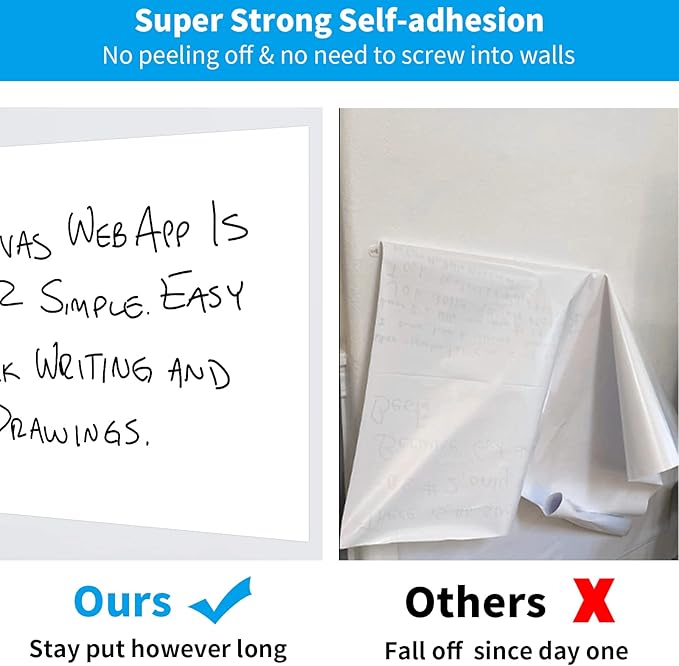 AFMAT Whiteboard Wallpaper, 6x4ft Dry Erase Contact Paper, Large Peel and Stick White Board Contact Paper, Stain-Proof & Super Sticky, No Ghost After 60 Days, Dry Erase Whiteboard Sticker for Wall