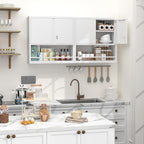 GREATMEET 31" H Metal Cabinets with Doors and Shelves, Lockable Storage Cabinet, Wall Cabinet Storage for Kitchen, Dining Room,White