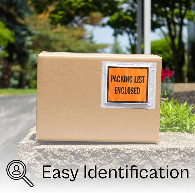 Packing List Enclosed Shipping Envelope 4.5"x5.5" Full Face Pouches Adhesive Bags Case of 1000