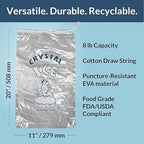 Pinnacle Mercantile 8 lb. Drawstring Ice Bags (30-Count) Heavy-Duty, Puncture-Resistant EVA | Cotton Pull Closure | Disposable, Recyclable | Portable Storage and Freezer Keeper