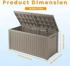 210 Gallon Outdoor Storage Bench Waterproof - Resin Deck Storage Chest for Patio & Pool, Lockable Outdoor Storage Box for Cushions & Tools, UV-Resistant, Granite Grey