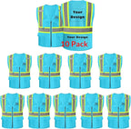 Safety Vest Customize Logo with 5 Pockets & Zipper Reflective High Visibility Vest Class 2 Outdoor Workwear