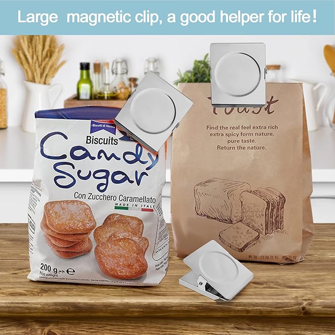 FINDMAG 4 Pack Clip Magnets 2.2 Inch Extra Large Magnetic Clips Heavy Duty, Magnetic Christmas Light Clips for Home, Office, Whiteboard, Kitchen etc.