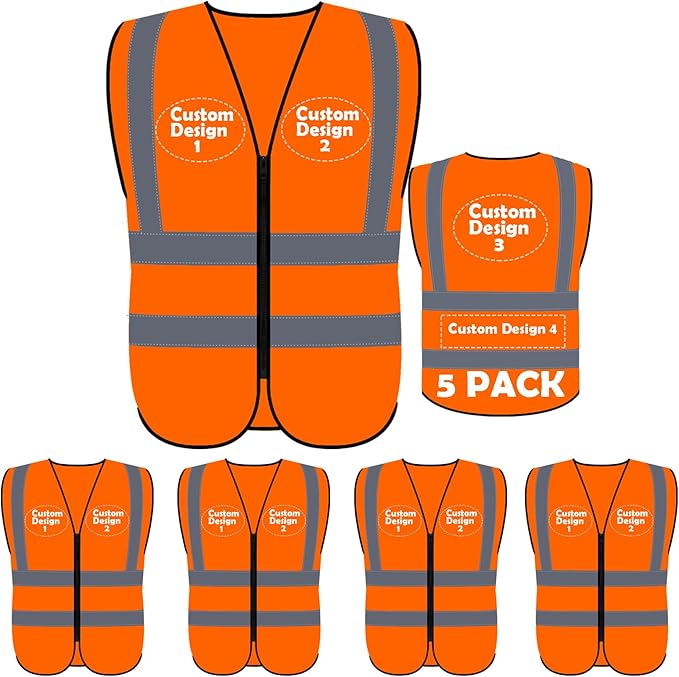 BeautyWill Custom Safety Vest Customized Logo Class 2 High Visibility Reflective Vest with Pockets Construction workwear