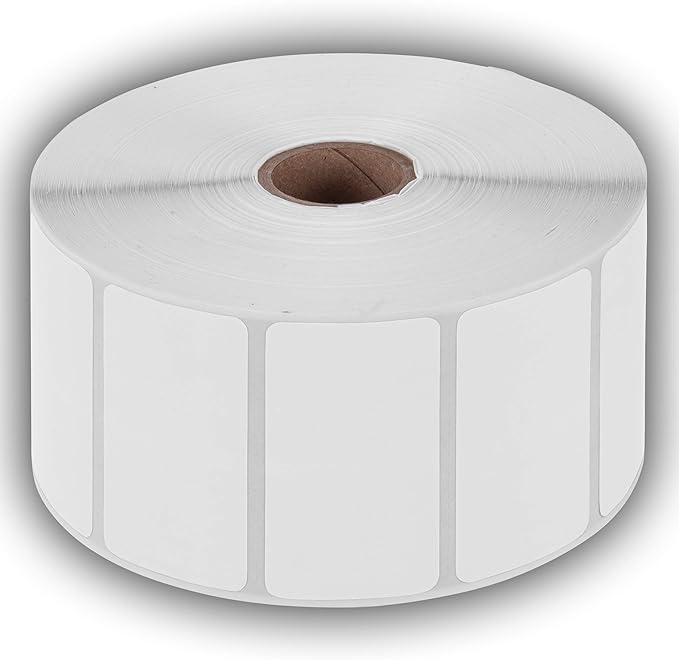 2.25" X 1.25" Direct Thermal Perforated Stickers Labels for Barcodes, Address, Consignment - Compatible with Zebra, Rollo, Godex and More (White, 12 Rolls)