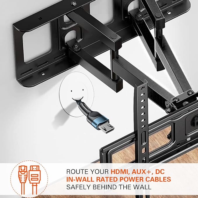 TV Wire Hider Kit for Wall Mount TV - in Wall Cable Management Kit with 2 Pass Throughs, Locking Brackets, and Hole Saw Drill Attachment