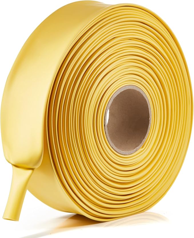 Chanzon 3:1 Ratio - 80ft Roll - Heat Shrink Tubing 2" (50mm) - Marine Grade Waterproof Adhesive Lined - (25M Total Length) Yellow Polyolefin Sleeving Wrap Shrinking 3 to 1 Ratio 1pcs