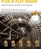 LED Temporary Work Light 100W 5000K 13,000lm, JC-LGL Outdoor Construction Lights Job Site Lighting 10ft Cord Dust Waterproof Hanging Lightin