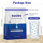 Large Desiccant Packs, 5 Packs 600 Gram Silica Gel Packets Reusable, Dehumidifier Packs for Car Desiccant, Large Moisture Absorbers for Car, Safe, 3D Filaments, Basement Garage