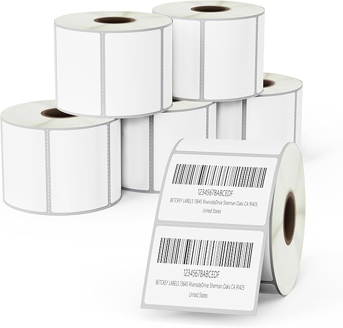 BETCKEY - 2" x 1.5" (51 mm x 38 mm) Address Removable Film Label - Durable Waterproof - Compatible with Zebra & Rollo Label Printer [6 Rolls, 6000 Labels]