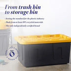 HOMZ 2-Pack Durabilt, Heavy Duty Plastic Storage Bins with Lids, 15 Gallon, Black/Yellow - Stackable Container Boxes for Home, Attic, and Garage Organization