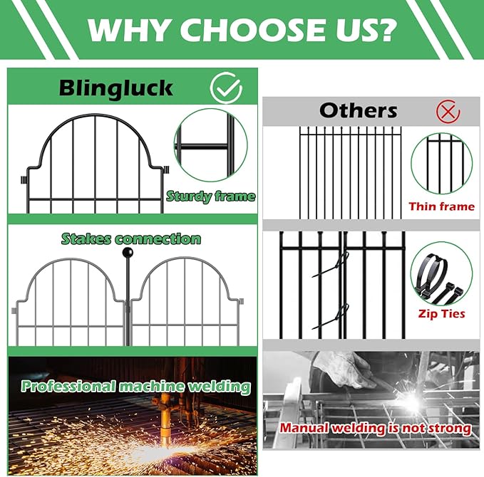 Garden Fence, 22 in(H) x 21 ft(L) Arched Rustproof Metal No Dig Fence Garden Fence Border, Ground Stake Animal Barrier Fence for Rabbit Dog, Outdoor Landscape Decor for Yard & Patio,19 Pack