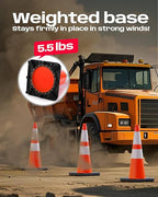 BATTIFE 28 Inch Traffic Cones with Black Weighted Base, PVC Orange Safety Cones for Traffic Control, Construction Events, Driveways, and Parking Lots (8 Pack)