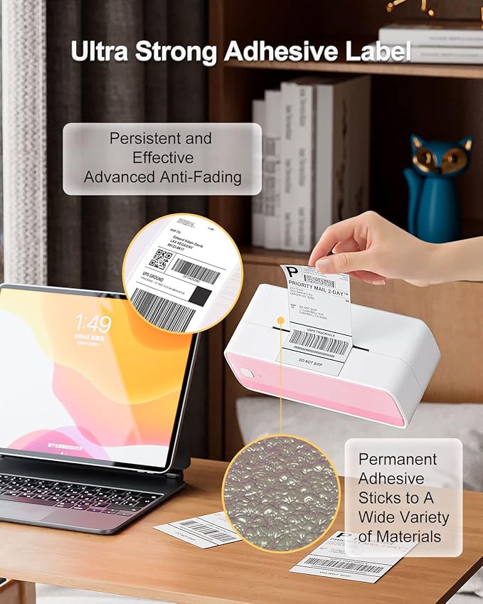 Phomemo 4x6 Shipping Labels, 1000 PCS Fan-Fold Thermal Labels, Compatible with MUNBYN,JADENS,Nelko,KNAON,Phomemo 241bt,243bt,D450BT,D520BT, Label Printer,Water/Oilproof Label Stickers for Address Mail