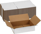 25 Pack Shipping Boxes 8x6x2 Inches, White Corrugated Cardboard Mailing Box for Packing, Mailing, Small Business, Literature Mailer