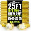 25ft Outdoor/Indoor Extension Cord 10/3 Gauge Ultra Heavy Duty 3 Prong SJTW, Waterproof, ETL Listed, Flexible Cold-Resistant Long Power Cord,15A 125V 1875W, Yellow by LifeSupplyUSA