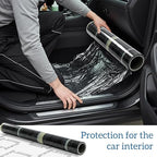 Carpet Protection Film 24" x 300' Roll Self Adhesive Clear Plastic Carpet Protector Sticky Car Floor Mats Protector Cover Sheets for Stairs Rug Floor Runner Surface Protection