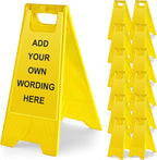 12 Pack 24 Inch Blank Floor Sign Yellow A-frame Foldable Caution Sign Write-On Double Sided Safety Warning for Pool Restaurant Restroom Office