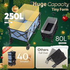 Sekey Collapsible Foldable Wagon with 330lbs Weight Capacity, Heavy Duty Folding Wagon Cart with Big All-Terrain Wheels & Drink Holders. Blue