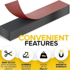 Magnetic Strips with Adhesive Backing - Magnetic Tape for Crafts - Tool and Knife Magnet Strips for Kitchen, Garage and Garden - Adhesive Magnetic Tool Holder Strip for Wall (6 Pieces, 6" x 1")