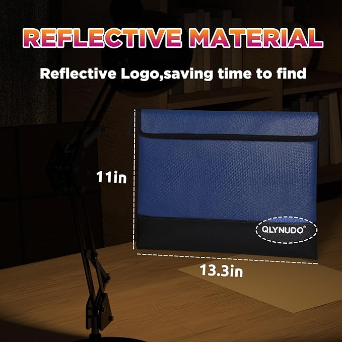 4200℉ Fireproof Bag for Cash, Documents and Valuables - A4 (11x13.3") - Waterproof, Portable, and Reflective Money Bag with Handheld Strap - Ideal for Home, Office & Travel