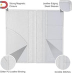 Car Registration and Insurance Holder, Leather Magnetic Shut Vehicle Glove Box Organizer for Document, Card, Driver License, Glitter Silver
