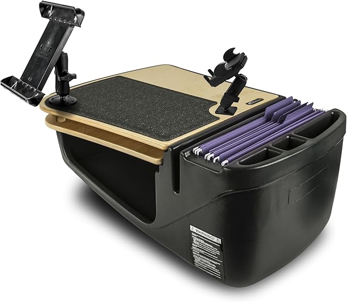 AutoExec AE-GMCD-PI-PM-TAB-11M GripMaster Car Desk for Your Vehicle Workstation and Mobile Office, Natural with 400 watt Power Inverter, Phone Mount and Tablet Mount
