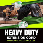 3ft Outdoor/Indoor Extension Cord 10/3 Gauge Ultra Heavy Duty 3 Prong SJTW, Waterproof, Flexible Cold-Resistant Long Power Cord,15A 125V 1875W, Green by LifeSupplyUSA