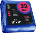 PROTARP Extreme Heavy Duty 22 Mil Tarp Cover, Waterproof, UV Resistant, Rip and Tear Proof, Poly Tarpaulin with Reinforced Edges for Roof, Camping, Patio, Pool, Boat. (Blue 12′ X 16′)