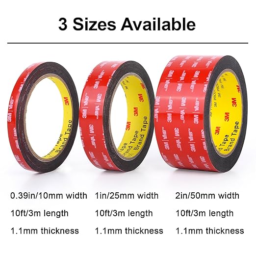 Double Sided Tape Heavy Duty Mounting Tape Strong Adhesive Tape Waterproof Foam Tape Picture Hanging Strips Carpet Tape Rug Gripper for LED Strip Light Indoor and Outdoor (2in X 10ft)
