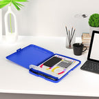 Piasoenc Clipboard with Storage, 8.5 x 11 Organization Box with Pen Holder and A4 Legal Paper Folder, Heavy Duty Plastic, Folio & Side-Opening, Low Profile Clip for Nurses, Teachers,Deep Lake Blue