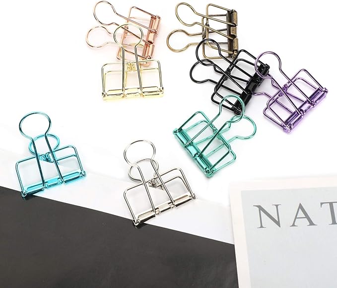 16 Pcs Hollow Binder Clips - 8 Colors Skeleton Design Paper Clamps for Office School Home Use, Organize Documents Files Notes(M,1.3x1.5in)