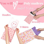14.5x19 Designer Poly Mailer 100 Pack Heavy Duty Waterproof Self Seal Shipping Bags for Small Business Large Mailing Envelopes Bulk Tear Resistant Packaging Pastel Crosses Faith