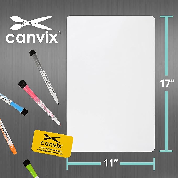 Magnetic Dry Erase Whiteboard for Refrigerator – Magnetized, Removable, Residue-Free Art and Memo Board for Family, Kids, Home, and Office – Magnetic Markers & Eraser Included (17 x 11 Inches)